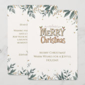 上品なクリスマスカード フェスティブ・フォリアジ 招待状 (正面/裏面)