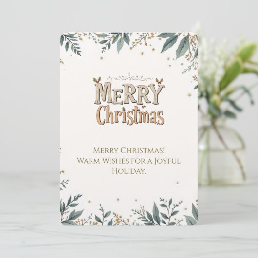 上品なクリスマスカード フェスティブ・フォリアジ 招待状 (スタンド正面)