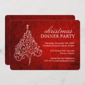 上品なクリスマスディナーパーティの招待状 招待状 (正面/裏面)