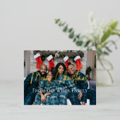 上品なクリスマスホリデー家族グループ写真 箔シーズンポストカード (立ち正面)