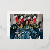 上品なクリスマスホリデー家族グループ写真 箔シーズンポストカード (正面/裏面)