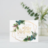 上品なクリスマス　松ぼっくりフレーム　ホリデーグリーティング ポストカード (スタンド正面)