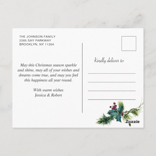 上品なクリスマス　松ぼっくりフレーム　ホリデーグリーティング ポストカード (裏面)