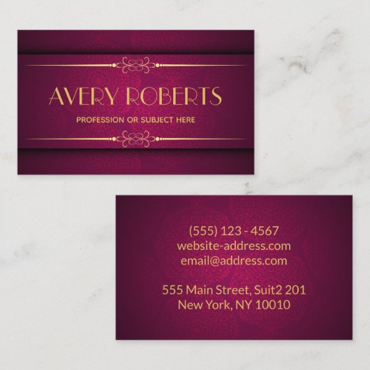 上品なクリムゾンマンダラオーナメント幾何エレガント物 名刺 (正面/裏面)