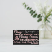 上品なクリーニングごみ取りメイドQRコードロゴ 名刺 (スタンド正面)