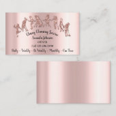 上品なクリーニングサービスロゴメイドバラグリッター 名刺 (正面/裏面)