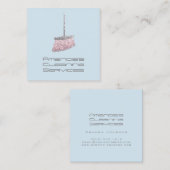 上品なクリーニングレジデンスサービスペーストバラピンク スクエア名刺 (正面/裏面)