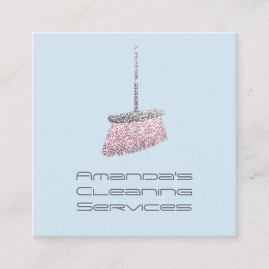 上品なクリーニングレジデンスサービスペーストバラピンク スクエア名刺 (正面)