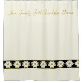 上品なクリーミーな白デイジーと黒 シャワーカーテン (正面)