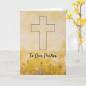 上品なクロス＆ゴールド牧師感謝カード カード (黄色い花)