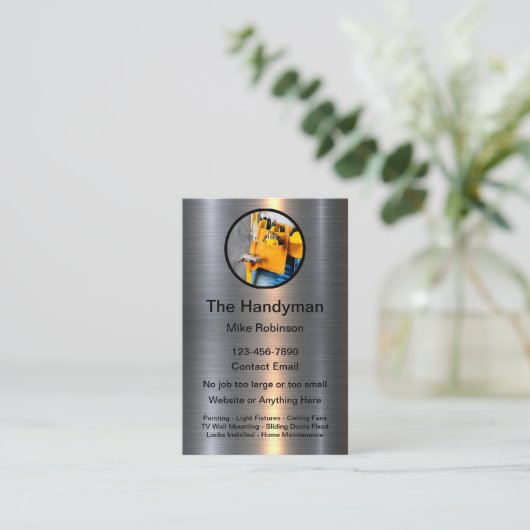 上品なクールハンディマンの名刺 名刺 (スタンド正面)