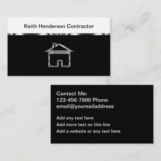 上品なクール建物請負業者の名刺 名刺 (正面/裏面)