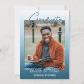 上品なグラデーションティール(緑がかった色)ブルーグリーン卒業 案内状 (正面)