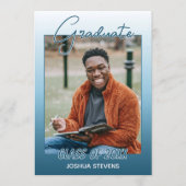 上品なグラデーションティール(緑がかった色)ブルーグリーン卒業 案内状 (正面)