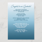 上品なグラデーションティール(緑がかった色)ブルーグリーン卒業 案内状 (裏面)