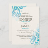 上品なグラデーションティール(緑がかった色)結婚式招待状 招待状 (正面/裏面)