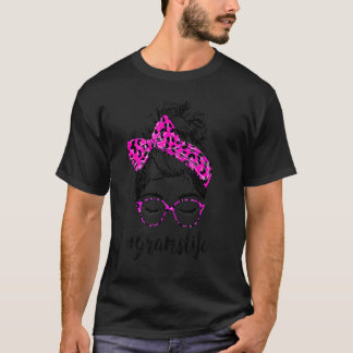 上品なグラム人生めちゃくちゃなBunピンクヒョウ印刷モト Tシャツ