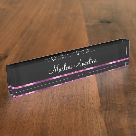 上品なグリジーレディースモノグラム机用ネームプレート デスクネームプレート (側面)