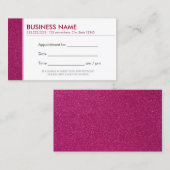 上品なグリッターピンクアポイントメント名刺 予約カード (正面/裏面)
