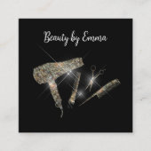 上品なグリッツヘアスタイリストアポイントメントビジネスカー スクエア名刺 (正面)