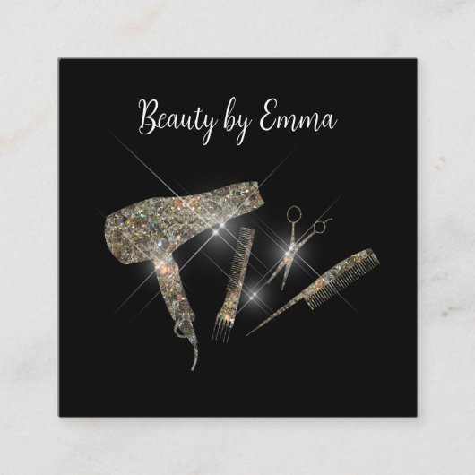 上品なグリッツヘアスタイリストアポイントメントビジネスカー スクエア名刺 (正面)