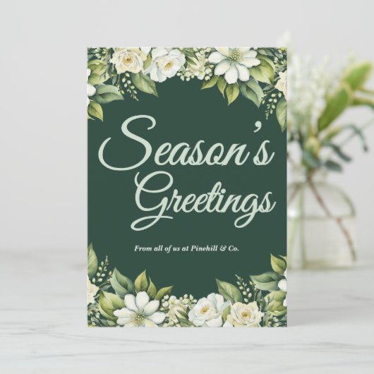 上品なグリーンビジネスクリスマスカード シーズンカード (スタンド正面)