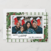 上品なグリーンホリーレッドベリーボタニカルリーフ シーズンカード (正面)