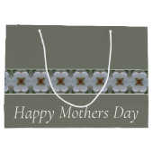 上品なグレーアンドホワイトフローラ かわいらし ラージペーパーバッグ (裏面)