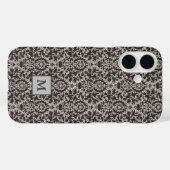 上品なグレーブラックダマスクモノグラム Case-Mate iPhoneケース (裏面 (横))