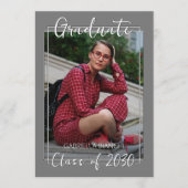 上品なグレーホワイトミニマリストの卒業 案内状 (正面)