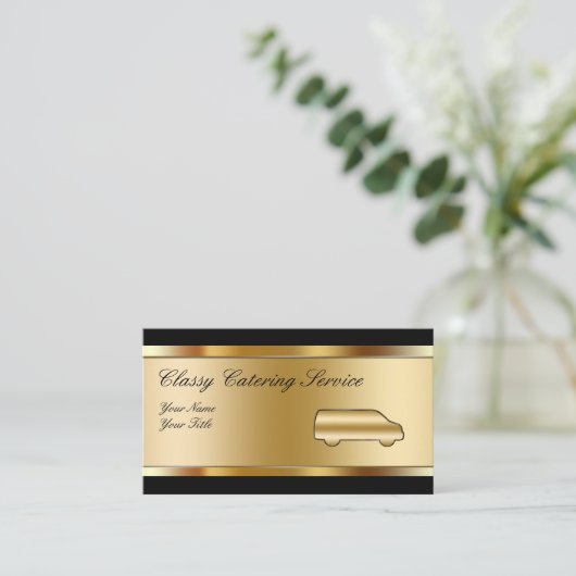 上品なケータリングサービス名刺 名刺 (スタンド正面)