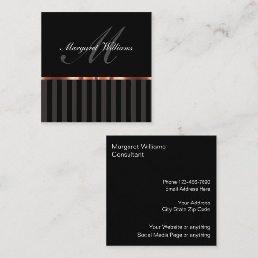 上品なコンサルタントのプロフェッショナル スクエア名刺 (正面/裏面)