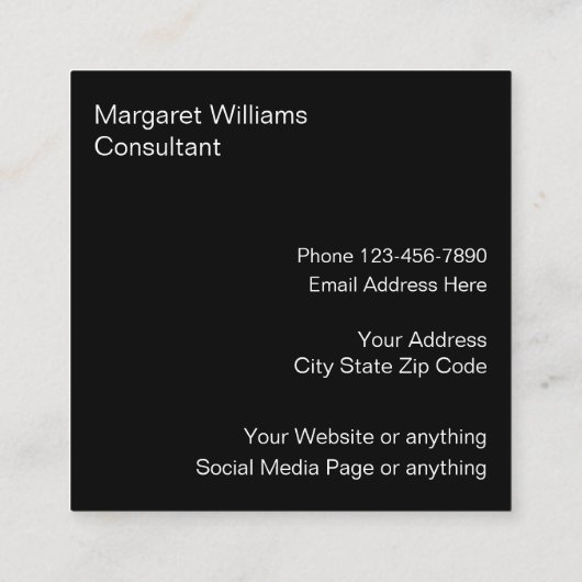 上品なコンサルタントのプロフェッショナル スクエア名刺 (裏面)