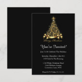 上品なゴールドのクリスマスパーティーへのご招待 招待状 (正面/裏面)