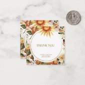 上品なゴールドの秋の花の「ありがとう」カード ノートカード (正面/裏面インサイチュ)