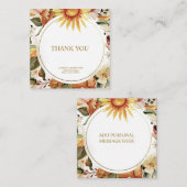 上品なゴールドの秋の花の「ありがとう」カード ノートカード (正面/裏面)