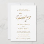 上品なゴールドカリグラフィーの詳細がバックに付いた結婚式の招待状 招待状 (正面)