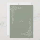 上品なサググリーンの花フレームの結婚式 招待状 (裏面)