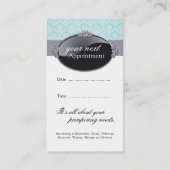 上品なサロンおよびスパの名刺 予約カード (裏面)