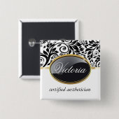 上品なサロンの名札 缶バッジ (正面&裏面)