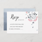 上品なシックなグレーピンクの水の色の結婚式RSVP 出欠カード (正面/裏面)