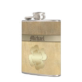 上品なシックなゴールデンラッキーシャムロックレザールック フラスク (左)