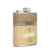 上品なシックなゴールデンラッキーシャムロックレザールック フラスク (右)