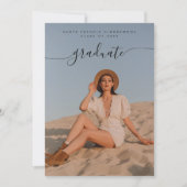 上品なシックなブラックフォトコラージュ卒業パーティー 招待状 (正面)