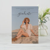 上品なシックなブラックフォトコラージュ卒業パーティー 招待状 (スタンド正面)