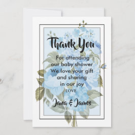 上品なシックなブルーのフローラ感謝していユー 招待状