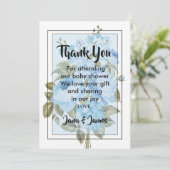 上品なシックなブルーのフローラ感謝していユー 招待状 (スタンド正面)