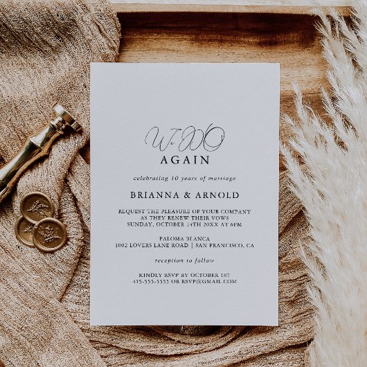 上品なシックなミニマリスト私たちは再び誓いを誓う 招待状