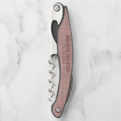上品なシックなライトメイブピンク織りパターン ソムリエナイフ (正面)
