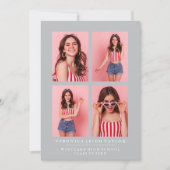 上品なシックな写真コラージュ卒業発表 招待状 (正面)